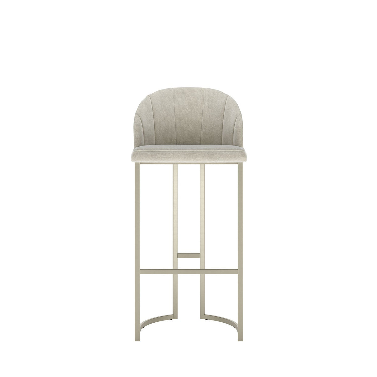 Banqueta Alta de Aço Estofada com Braços Beverly - Champanhe c/ Soft Palha