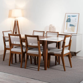 Mesa de Jantar Extensível Smart 120/180 cm - Imbuia c/ Vidro Branco
