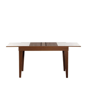 Mesa de Jantar Extensível Smart 120/180 cm - Imbuia c/ Vidro Branco